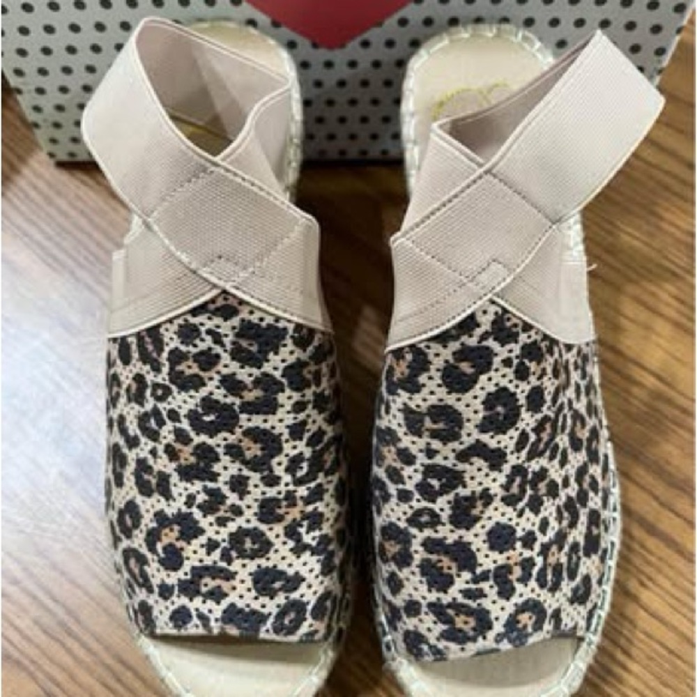 Leopard Print Slingback Espadrilles in Beige